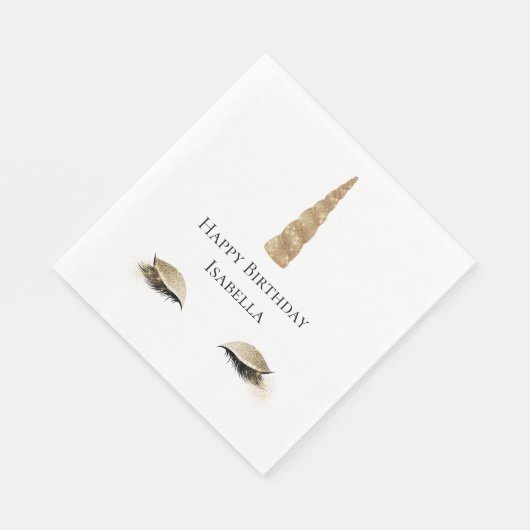 Sparkle Gold Glam Unicorn Serviette (Ecke)