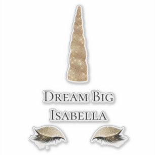 Sparkle Gold Glam Unicorn Wasserflasche Aufkleber