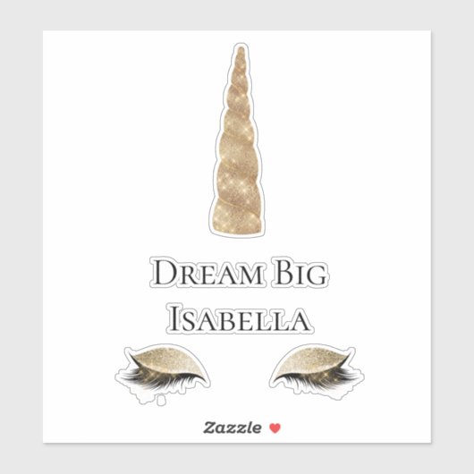 Sparkle Gold Glam Unicorn Wasserflasche Aufkleber (Blatt)