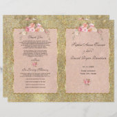 Sparkle Gold Glitzer Blush Floral Wedding Program (Vorne/Hinten)