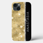 Sparkle Gold Glitzer Individuelle Name Case-Mate iPhone Hülle (Rückseite)