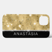 Sparkle Gold Glitzer Individuelle Name Case-Mate iPhone Hülle (Rückseite (Horizontal))