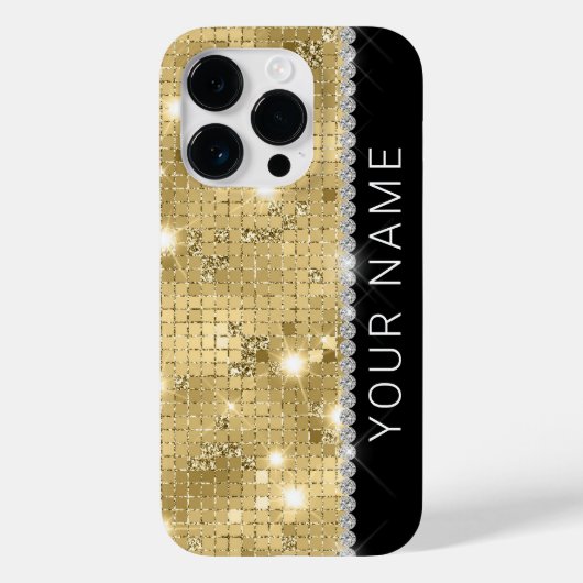 Sparkle Gold Glitzer Individuelle Name Case-Mate iPhone Hülle (Rückseite)