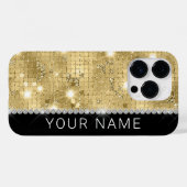 Sparkle Gold Glitzer Individuelle Name Case-Mate iPhone Hülle (Rückseite (Horizontal))