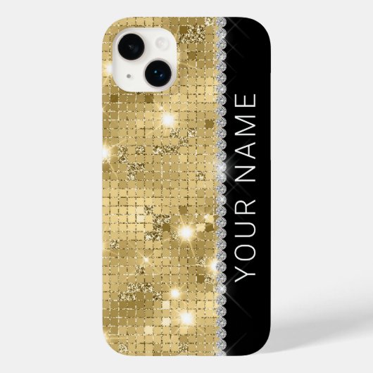 Sparkle Gold Glitzer Individuelle Name Case-Mate iPhone Hülle (Rückseite)