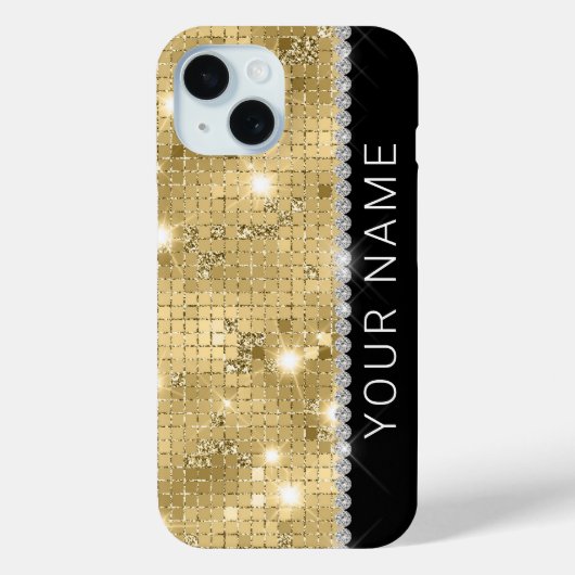 Sparkle Gold Glitzer Individuelle Name Case-Mate iPhone Hülle (Rückseite)