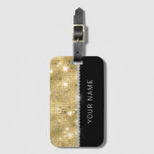 Sparkle Gold Glitzer Individuelle Name Gepäckanhänger (Vorderseite Vertikal)