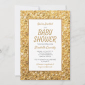Sparkle Gold Glitzer Kinderdusche Einladung (Vorderseite)