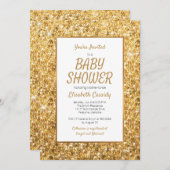 Sparkle Gold Glitzer Kinderdusche Einladung (Vorne/Hinten)
