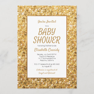 Sparkle Gold Glitzer Kinderdusche Einladung