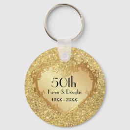 Sparkle Gold Heart 50. Hochzeitstag Schlüsselanhänger