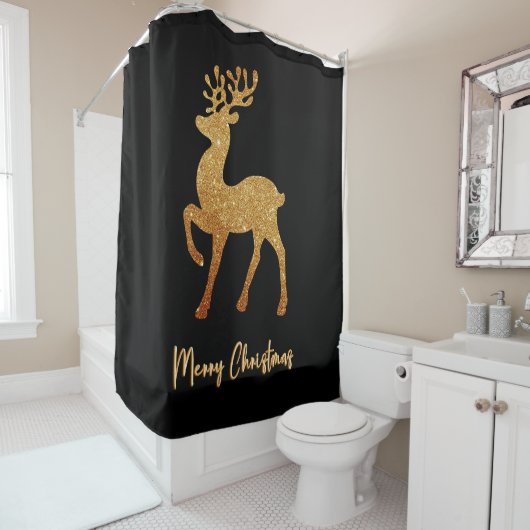 Sparkle Gold Rentier zu Weihnachten Duschvorhang (Beispiel)