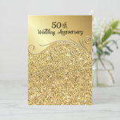 Sparkle Golden 50. Hochzeitstag Einladung (Stehend Vorderseite)