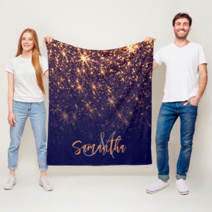 Sparkle Golden Glitzer Fleecedecke