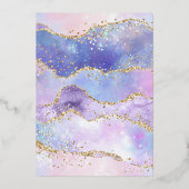 Sparkle Gown Lilac Lila Floral Quinceanera Gold Folieneinladung (Rückseite)