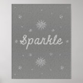 Sparkle Grau mit Silver Glitzer Poster (Vorne)