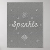 Sparkle Grau mit Silver Glitzer Poster (Vorne)