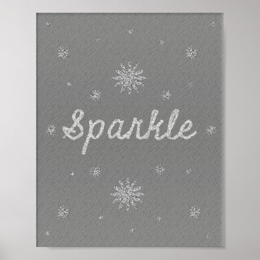 Sparkle Grau mit Silver Glitzer Poster (Vorne)