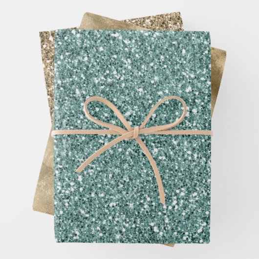 Sparkle Green Glitz Gold Glitzer Geschenkpapier Set (Beispiel)
