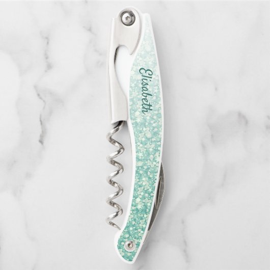 Sparkle Green Glitzer Kellnermesser (Vorderseite)