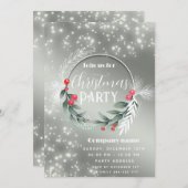 Sparkle Grünkranz Weihnachten Einladung (Vorne/Hinten)