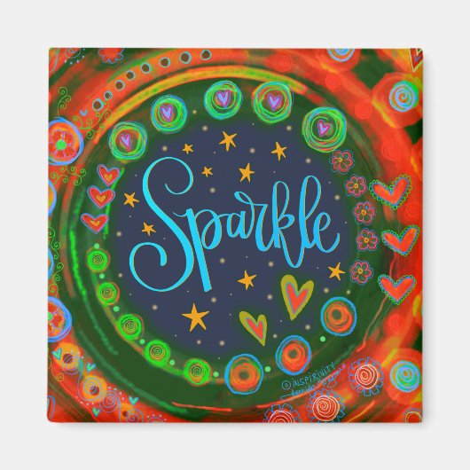 Sparkle Hearts Hübsche Funny Colorful Inspirivity Magnet (Vorne)
