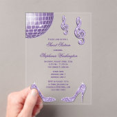 Sparkle Heelse und Lila Diskothek Ball Sweet 16 Acryleinladungen (Insitu (Handheld))