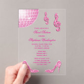 Sparkle Heelse und Rosa Disco Ball Sweet 16 Acryleinladungen (Insitu (Handheld))