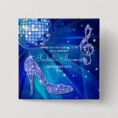 Sparkle Heelses Blue Disco Ball Geburtstag Vielen  Button (Vorderseite)