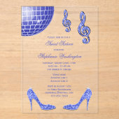 Sparkle Heelses und Blue Disco Ball Sweet 16 Acryleinladungen (Vorderseite)