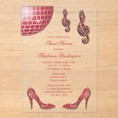 Sparkle Heelses und Red Disco Ball Sweet 16 Acryleinladungen (Vorderseite)