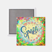Sparkle Herz Hübsche, blumenfarbene Inspirivität Magnet (Vorderseite/Rückseite)