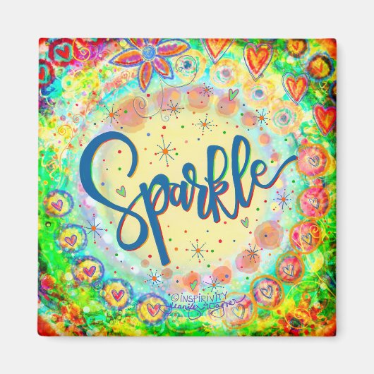 Sparkle Herz Hübsche, blumenfarbene Inspirivität Magnet (Vorne)