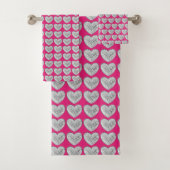 Sparkle Herz - magenta bg Badhandtuch Set (Insitu)