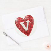 Sparkle Herz mit Letter V Runder Aufkleber (Umschlag)