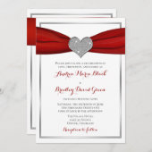 Sparkle Herz mit Red Satin Ribbon Einladung (Vorne/Hinten)