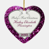 Sparkle Herz (rosa/silber) Foto Keramikornament (Hinten)