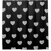 Sparkle herz schwarz bg duschvorhang (Vorderseite)