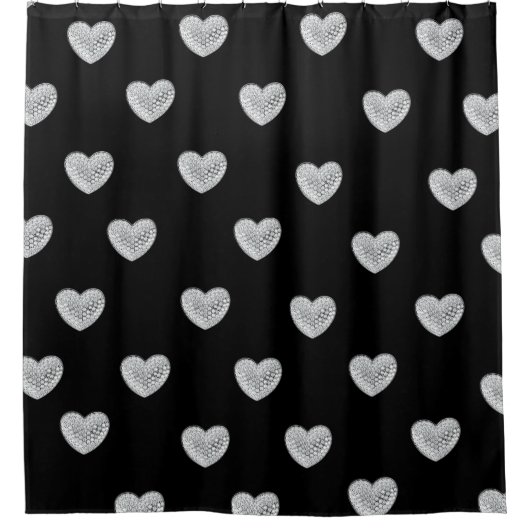 Sparkle herz schwarz bg duschvorhang (Vorderseite)