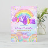 Sparkle High Five Birthday Party Invitation  Einladung (Stehend Vorderseite)