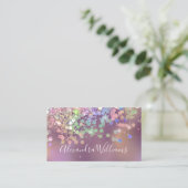 Sparkle Holographic Glitzer Elegante Makeup Artist Visitenkarte (Stehend Vorderseite)