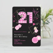 Sparkle Hot Pink Casino Einladung (Stehend Vorderseite)