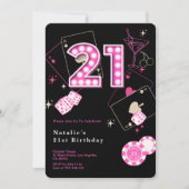 Sparkle Hot Pink Casino Einladung (Vorderseite)