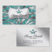 Sparkle Jewele Business Card Zebra Crown Aquamarin Visitenkarte (Vorne/Hinten)