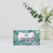 Sparkle Jewele Business Card Zebra Crown Aquamarin Visitenkarte (Stehend Vorderseite)