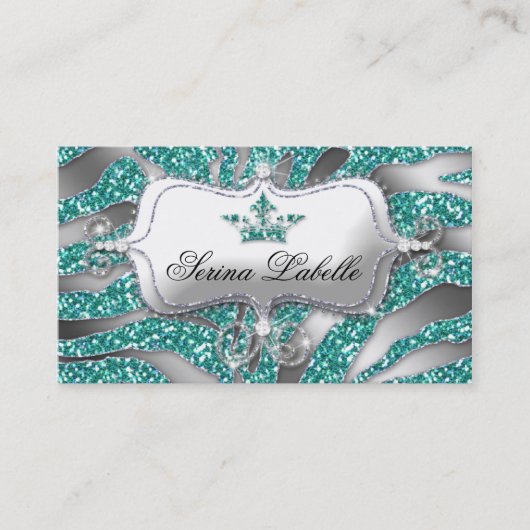 Sparkle Jewele Business Card Zebra Crown Aquamarin Visitenkarte (Vorderseite)