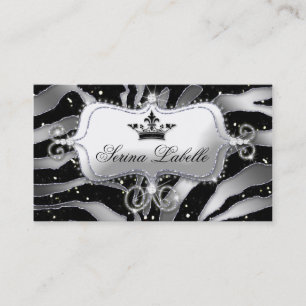 Sparkle Jewele Business Card Zebra Crown Black 2 Visitenkarte