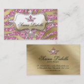 Sparkle Jewele Business Card Zebra Crown Pink Visitenkarte (Vorne/Hinten)