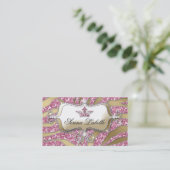 Sparkle Jewele Business Card Zebra Crown Pink Visitenkarte (Stehend Vorderseite)