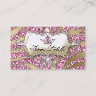 Sparkle Jewele Business Card Zebra Crown Pink Visitenkarte